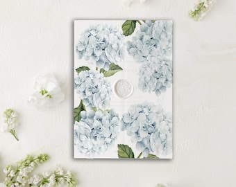 Printable Vellum Jacket Hydrangea Floral Vellum Wrap Instant Download Blue Floral Vellum Wedding Invitation Vellum Wrap Instant download