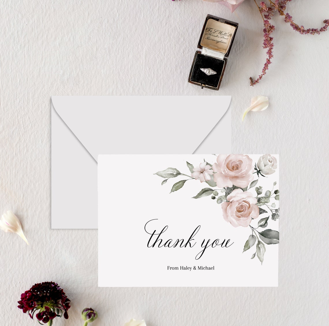 Watercolor Floral Thank You Card Printable Baby Shower Thank - Etsy