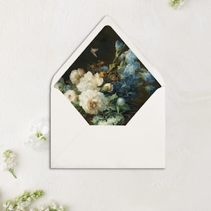 Fodere per buste stampabili, modello di matrimonio floreale blu download immediato, fodera per buste con download digitale per inviti di nozze Belle arti