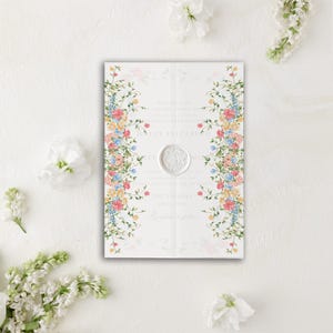 Printable Floral Vellum Jacket Instant Download Bright Floral Vellum Wedding Invitation Wrap, Party Invitation Vellum wrap, Instant download