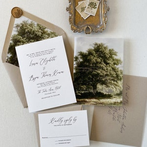 Rustic Oak Tree Wedding Invitation, Tree wedding invitation set, Rustic Wedding, natural, Outdoor Wedding Invitations, Green, Kraft