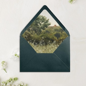 Forest and field envelope liner With tree for diy wedding invitations Rustic envelope liner Fine art lined envelope Nature-inspired wedding