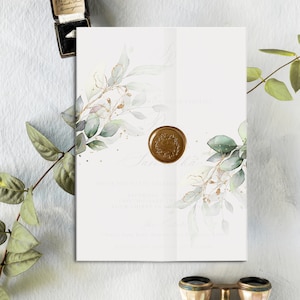 Printable Greenery Vellum Wrap Botanical Vellum Jacket Eucalyptus Print Vellum Wrap for Invite Wedding Invitation Vellum Wrap DIY Template