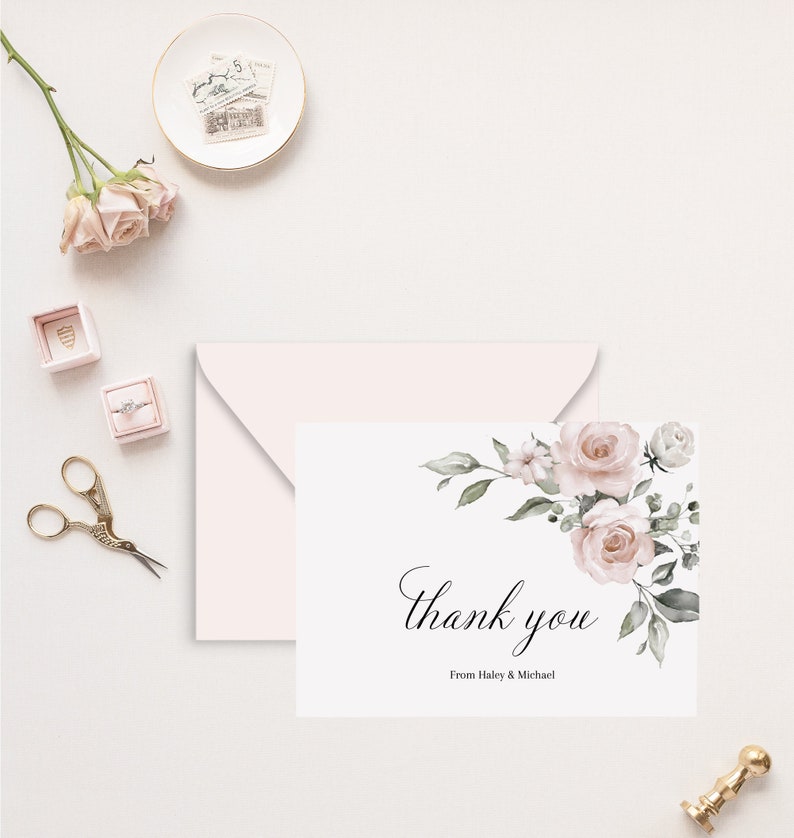Watercolor Floral Thank You Card Printable Baby Shower Thank - Etsy