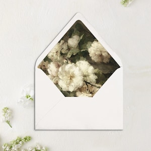 Floral Envelope Liners Wedding, Fine Art Wedding Invitation Envelope, Elegant Greenery Envelope Liners A7 Envelope Liner DIY Wedding