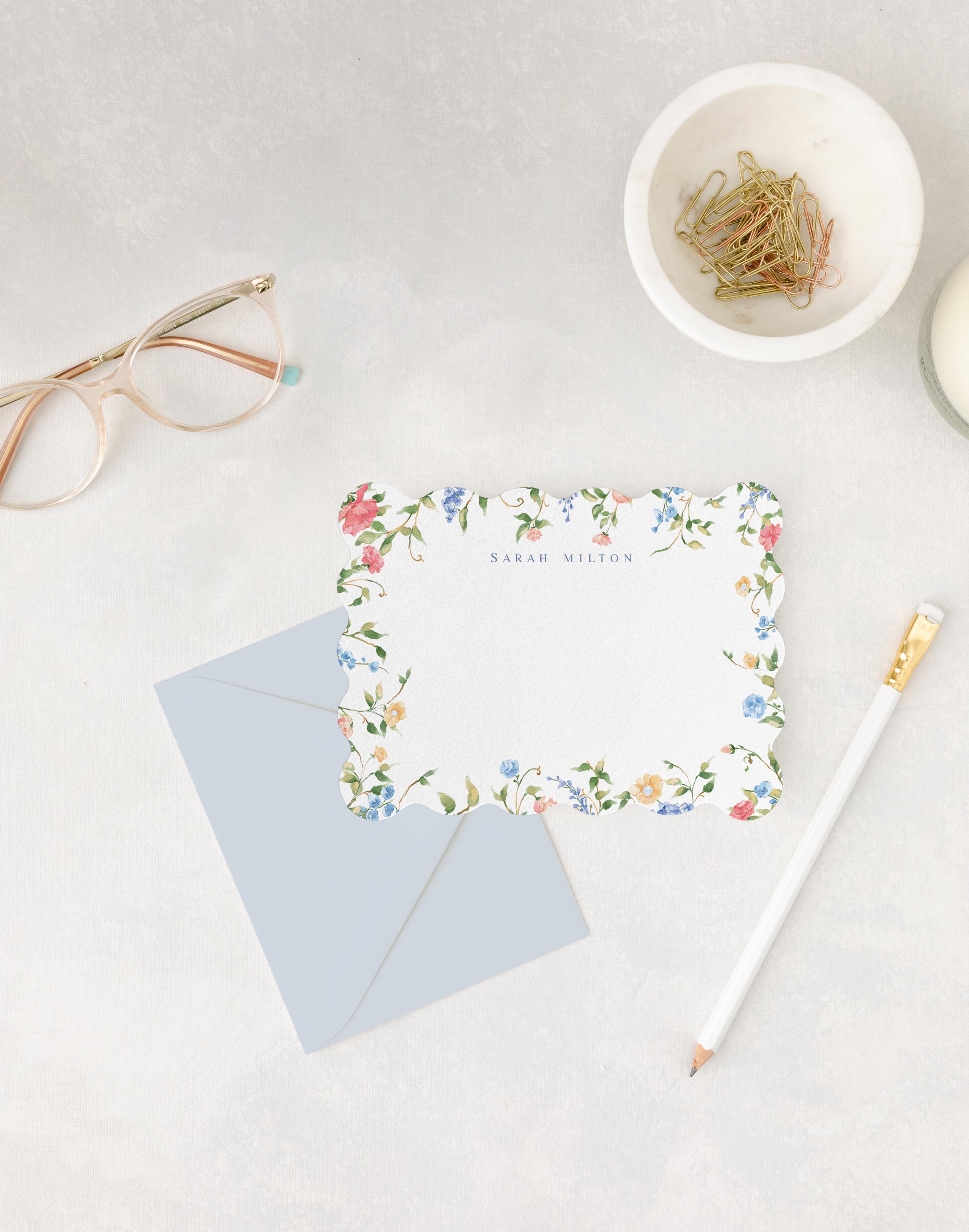 Personalized Floral Stationery | Floral Note Cards | Flower Stationery ...