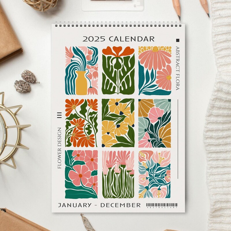 12 Month 2025 Wall Calendar Etsy