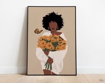 C Home Decor African American Woman Art//Canvas Print Poster Wall Art
