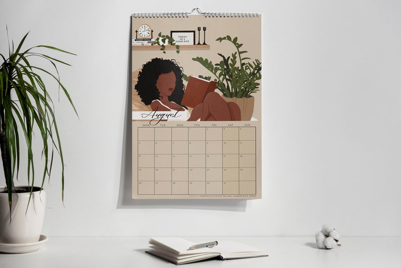 Black Woman Wall Calendar, Wall Calendars 2024, Wall Art Calendar, 12 Month Calendar, Hanging A4 Size, Monthly Calendar, Black Girl Calendar image 5