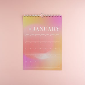 Gradient Wall Calendar, Wall Calendars 2024, Planner 2024, 12 Month Calendar, Hanging A4 Size, Monthly Calendar, Calendar Art image 5