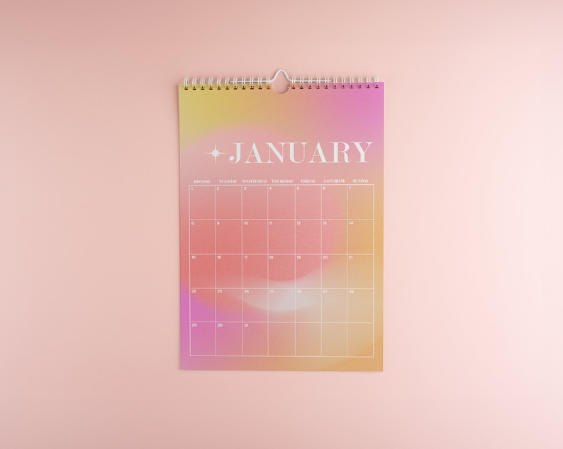 Gradient Wall Calendar, Wall Calendars 2024, Planner 2024, 12 Month Calendar, Hanging A4 Size, Monthly Calendar, Calendar Art image 5