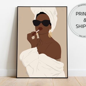 African American Woman Art, INSTANT DOWNLOAD, Fashion Print Art, Black Woman Art Print, Black Girl Poster, Boho Wall Decor, Portrait Art.