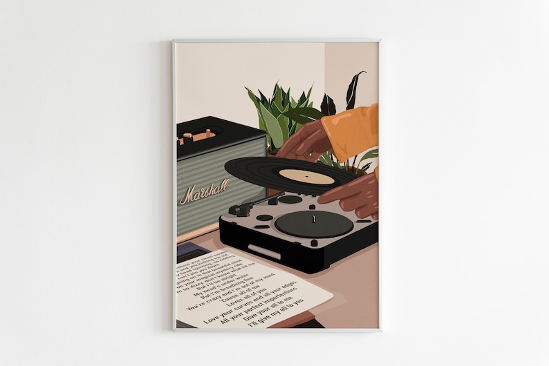 Girl art, Black art, Black Woman Art, Black Art Prints, African American Art, Music Art, Song Lover, Mid Century Modern Art, Black Girl Art. image 2