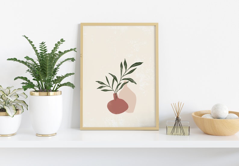 Abstract Vase And Palm Leave Printable Wall Art Digital Print Instant Download, Boho Home Decor, Minimalist Art, Abstract Art Print. image 6