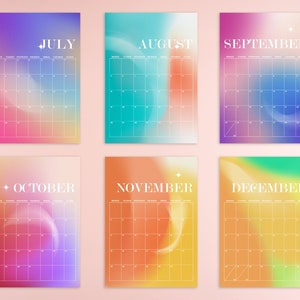 Gradient Wall Calendar, Wall Calendars 2024, Planner 2024, 12 Month Calendar, Hanging A4 Size, Monthly Calendar, Calendar Art image 9