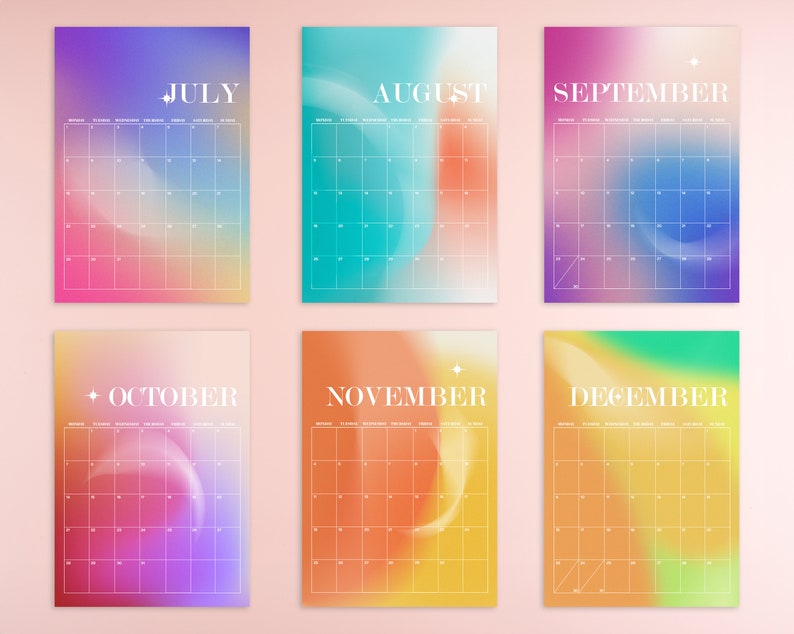 Gradient Wall Calendar, Wall Calendars 2024, Planner 2024, 12 Month Calendar, Hanging A4 Size, Monthly Calendar, Calendar Art image 9