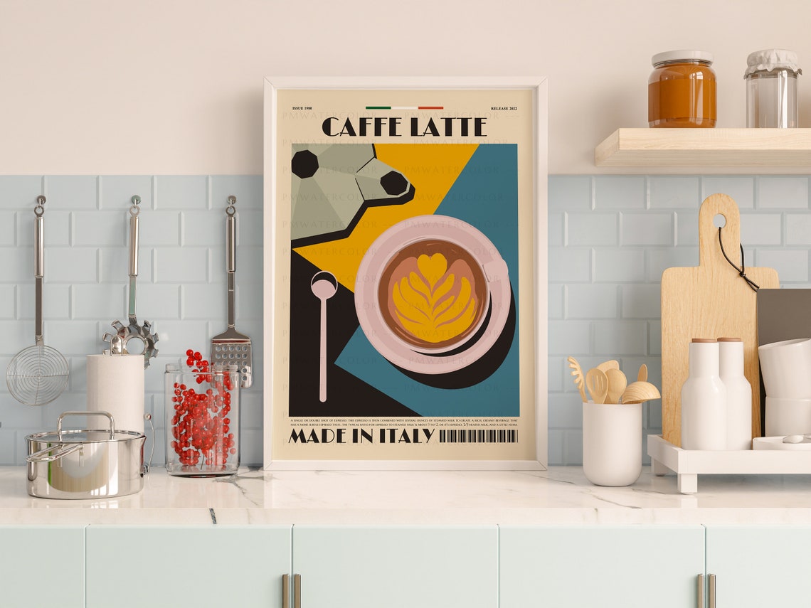 Mid Century Modern Coffee Print Coffee Bar Decor Wall | Etsy