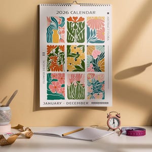 2026 Flower Wall Calendar, Calendars 2026, Wall Art Calendar, Planner 2026, 12 Month,A4 Size Calendar, Monthly Calendar, Calendar Art Set