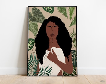 Black Art, Black Woman Art, African American Art, INSTANT DOWNLOAD, Digital File, Black Girl Art Print, Woman Art Decor, Boho Wall Art.