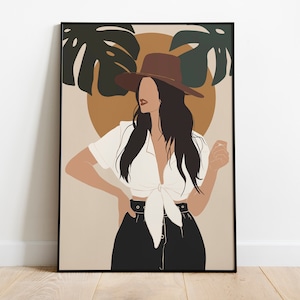 Woman art, Modern Woman poster, African American art, Abstract Female Print, Earthy Tone Print, Boho Girl, Mid Century Art Print, Girl Print