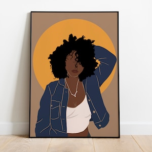 African American woman art, Black woman art, African woman art, Woman Illustration art, Black girl print, Fashion print, Instant Download