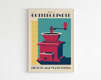 Coffee Print, Mid Century Modern, Decor, Coffee Grinder Art, Minimalist Wall Art, Coffee Bar Decor, INSTANT DOWNLOAD, Wall Art, Kitchen Art