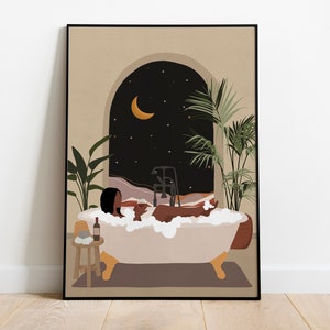 Schwarze Frau in der Badewanne Kunst, Kunst der schwarzen Frau, Schwarze Kunst, Kunst der afrikanischen Frau, weiblich in der Badewanne, schwarzes Mädchen Druck, Bad Kunst, schwarzes Mädchen Poster