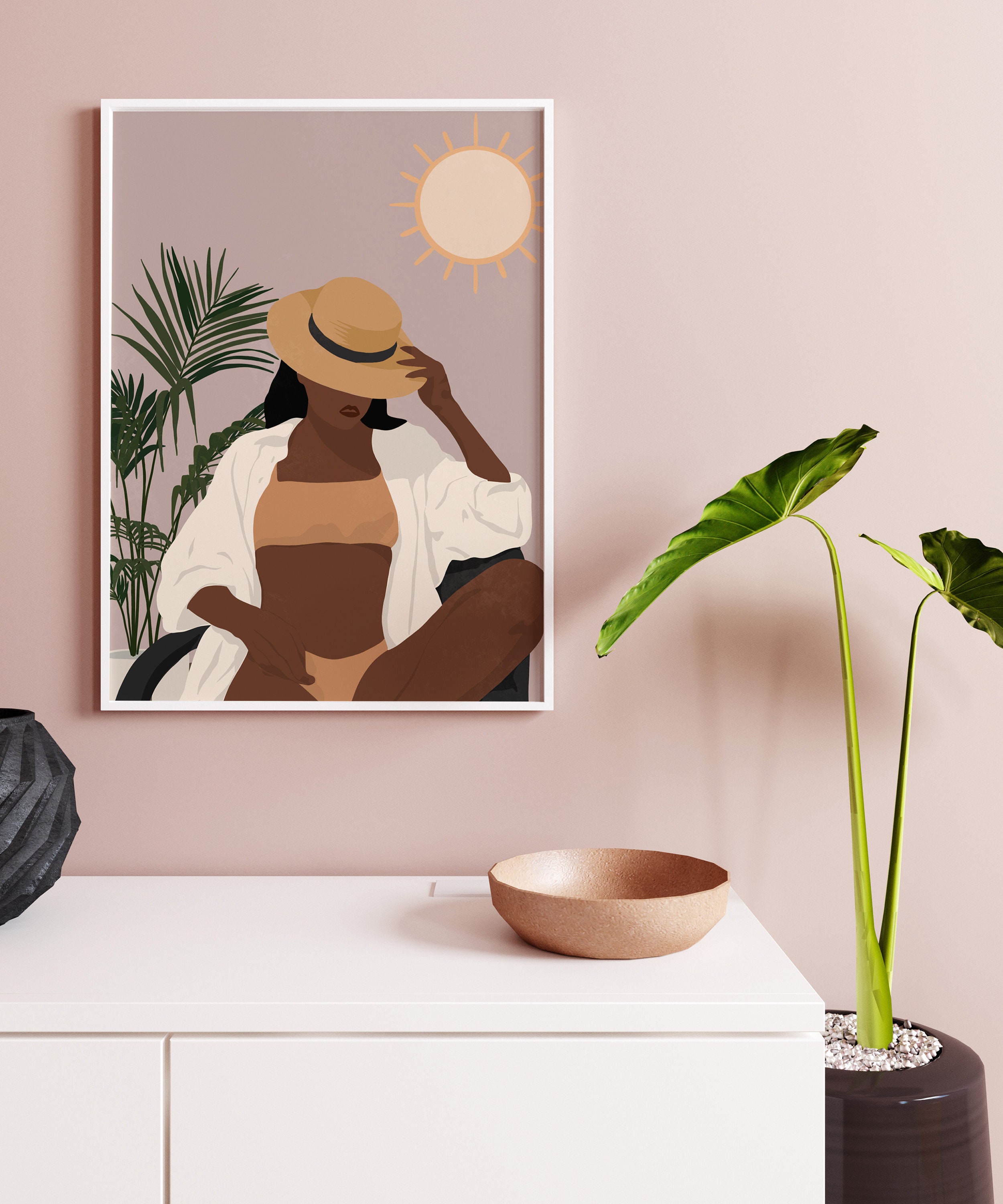 Modern Wall Art Female Portrait Print Black Girl Wall Art Etsy