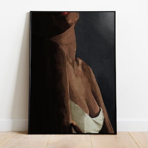 Black Woman Art, African American art, Oil Painting Texture, Black girl art, Black woman portrait, Wall Art Print, Canvas Texture