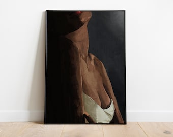Black Woman Art, African American art, Oil Painting Texture, Black girl art, Black woman portrait, Wall Art Print, Canvas Texture