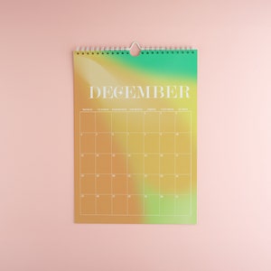 Gradient Wall Calendar, Wall Calendars 2024, Planner 2024, 12 Month Calendar, Hanging A4 Size, Monthly Calendar, Calendar Art image 3
