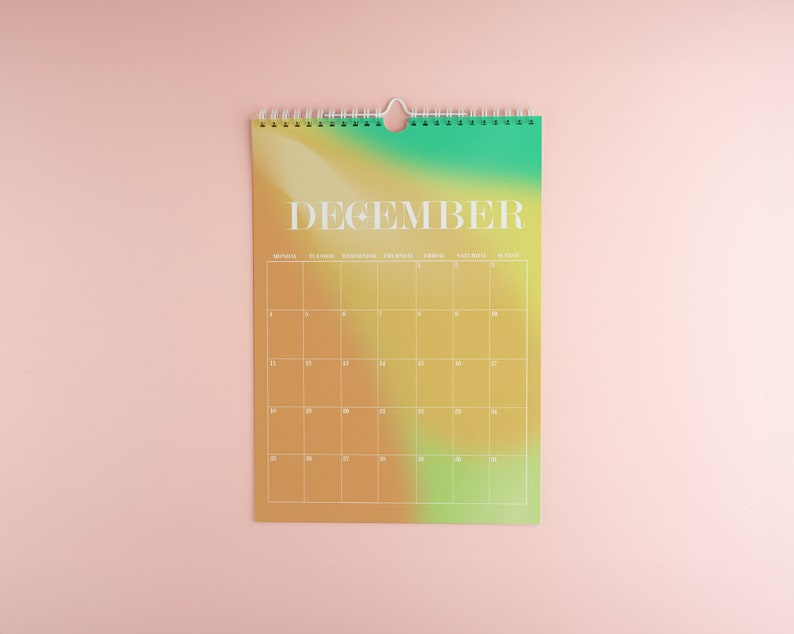 Gradient Wall Calendar, Wall Calendars 2024, Planner 2024, 12 Month Calendar, Hanging A4 Size, Monthly Calendar, Calendar Art image 3