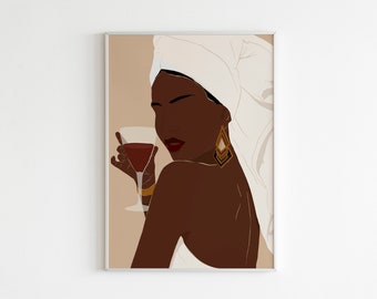 Black art, Fashion woman art, Black women art, African woman wall art, African American art, Modern Art, Woman poster, Boho woman wall art.