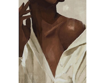 Black Woman Art | African American art | Black girl art | Black woman portrait | Wall Art Print | Oil Paint Style | Poster Print | Art Print