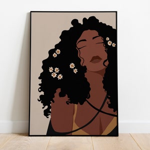 Black Woman Wall Art, Black Art, Girl Poster, Woman Digital Art, African American Woman, Wall Art, Decor, Minimalist Art, Black Girl Art.