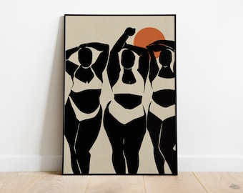 Black Art, Black Woman Art, Girl Art, Digital Poster, African American Art, Minimalist Wall Art, Wall Decor, INSTANT DOWNLOAD, Sun Girl Art.