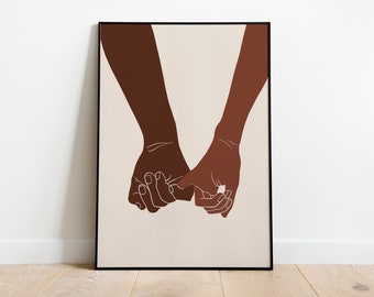 Abstract Hand Art Print, Hands Wall Print, Printable Wall Art, Stay Together, Black Hands Poster ,Boho Hands, Woman empowerment, African Art