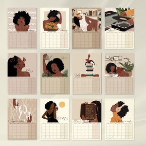 Black Woman Wall Calendar, Wall Calendars 2024, Wall Art Calendar, 12 Month Calendar, Hanging A4 Size, Monthly Calendar, Black Girl Calendar image 9