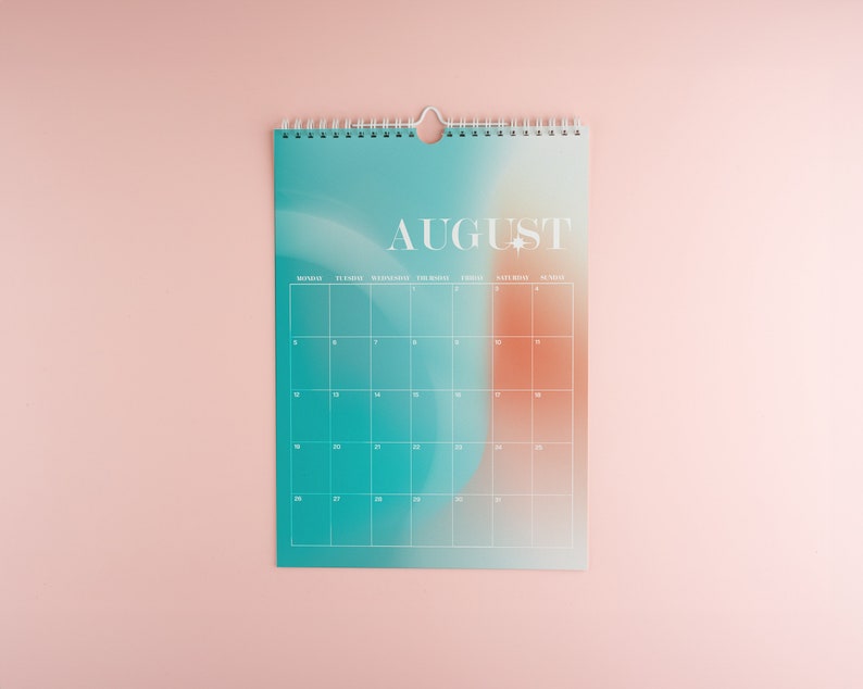 Gradient Wall Calendar, Wall Calendars 2024, Planner 2024, 12 Month Calendar, Hanging A4 Size, Monthly Calendar, Calendar Art image 6