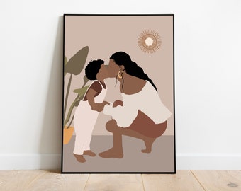 Abstract Mother and son art Woman art Black woman art Mother Print Nursery wall art Abstract wall art African woman art Mother And Son Print