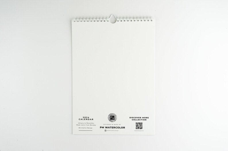 2024 Minimal Wall Calendar, Wall Calendar 2024, 12 Month Calendar, Calendar Hanging A4 Paper Size, Black White Color Calendar, Minimalist. image 7