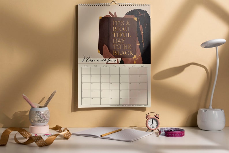 Black Woman Wall Calendar, Wall Calendars 2024, Wall Art Calendar, 12 Month Calendar, Hanging A4 Size, Monthly Calendar, Black Girl Calendar image 6