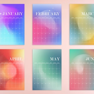 Gradient Wall Calendar, Wall Calendars 2024, Planner 2024, 12 Month Calendar, Hanging A4 Size, Monthly Calendar, Calendar Art image 8