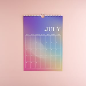 Gradient Wall Calendar, Wall Calendars 2024, Planner 2024, 12 Month Calendar, Hanging A4 Size, Monthly Calendar, Calendar Art image 4