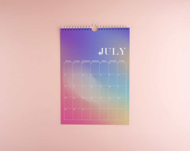 Gradient Wall Calendar, Wall Calendars 2024, Planner 2024, 12 Month Calendar, Hanging A4 Size, Monthly Calendar, Calendar Art image 4