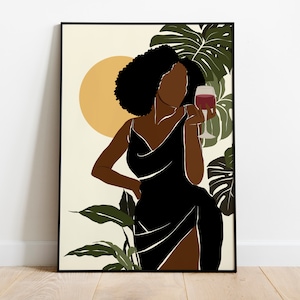 Black art, Black woman art, African American art, Woman poster, Gift for her, Black girl relax, Black girl magic, Minimal poster, Boho art