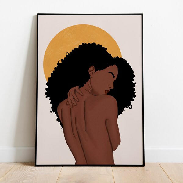 Black Girl Art, Black Woman Wall Decor, TÉLÉCHARGEMENT INSTANTANÉ, Afro Woman Art, Fichiers numériques, Woman Portrait Art, Wall Art Print, Fashion Art.