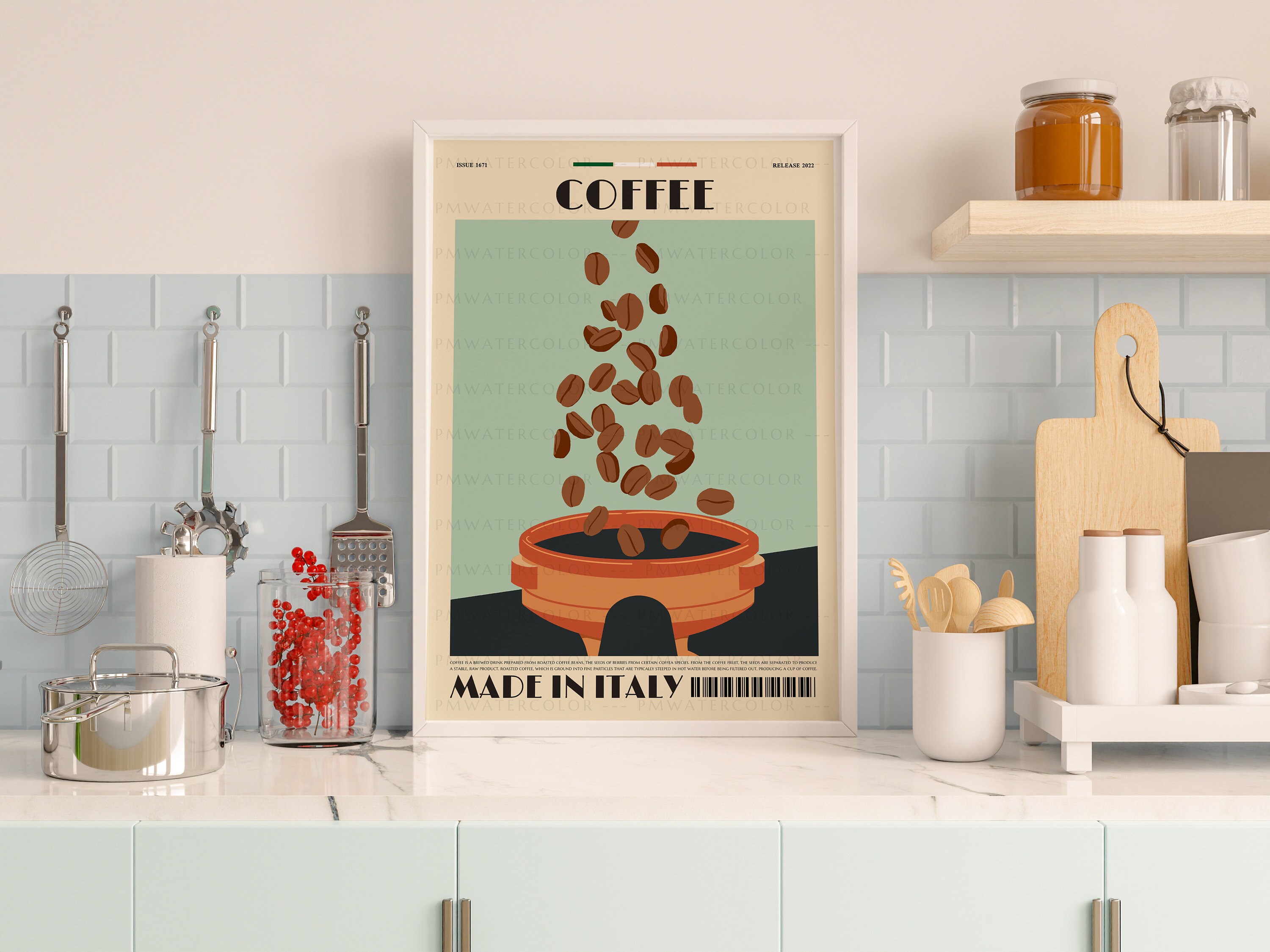 Mid Century Modern Wall Art Coffee Print Poster Print | Etsy