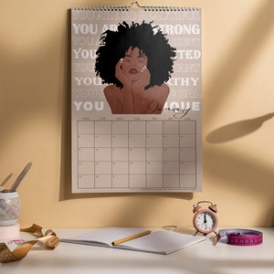 Black Woman Wall Calendar, Wall Calendars 2024, Wall Art Calendar, 12 Month Calendar, Hanging A4 Size, Monthly Calendar, Black Girl Calendar image 3