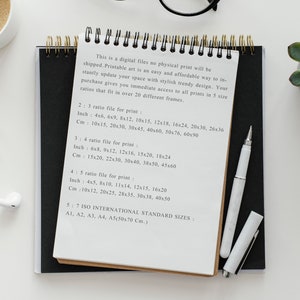 May include: A white sheet of paper with black ink handwritten text listing different print sizes in inches and centimetres. The text includes the ratios 2:3, 3:4, 4:5, and 5:7. The text also mentions ISO International Standard Sizes: A1, A2, A3, A4, and A5 (50x70 cm).